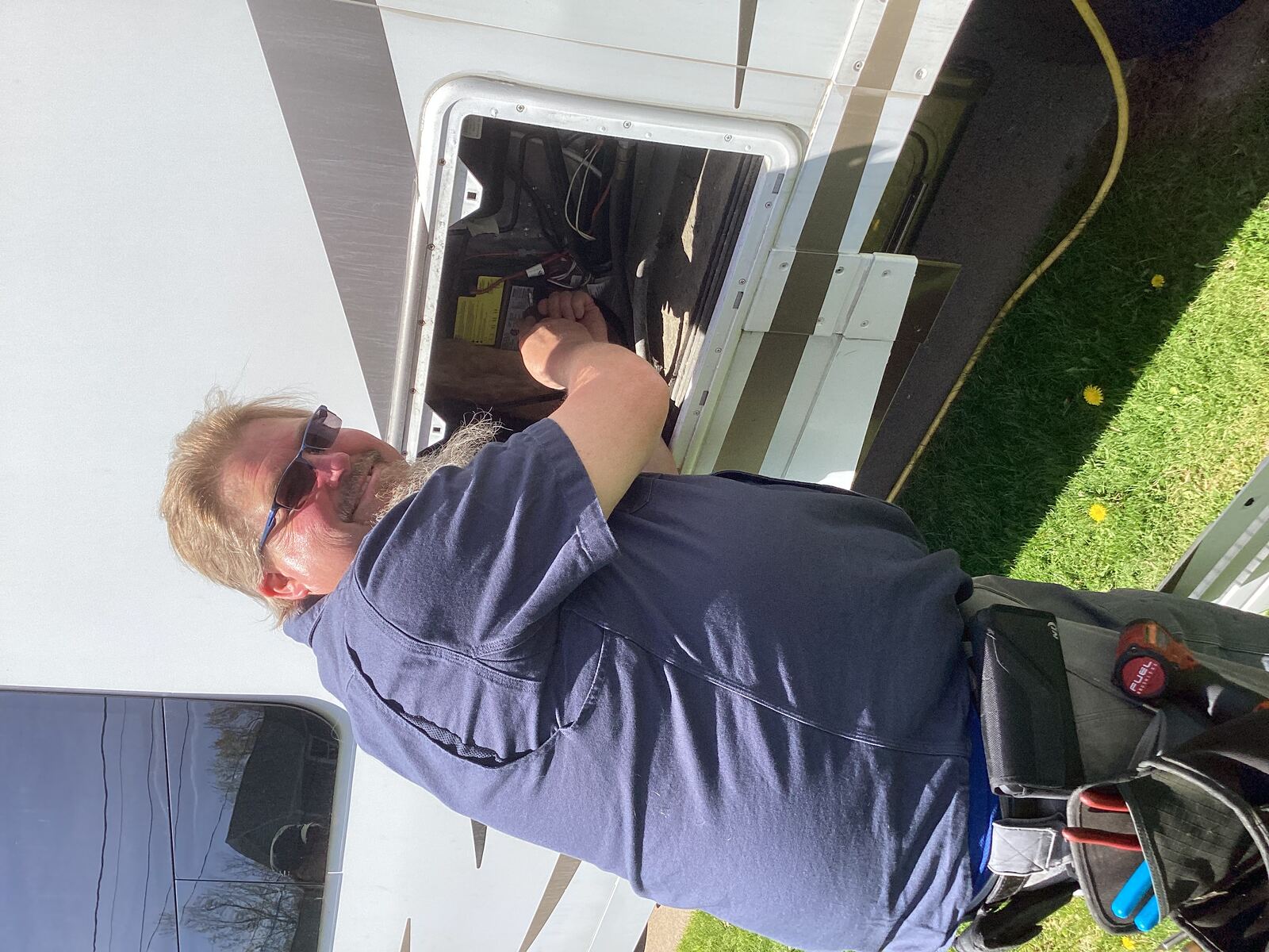 Steve servicing an RV battery compartment